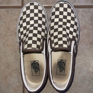 Brown checkered slip on vans